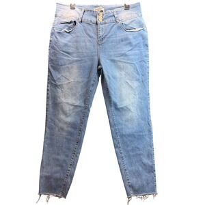 Honey & Bristle Skinny Jean Women 18W Light Wash High Rise Raw Hem Stretch Denim